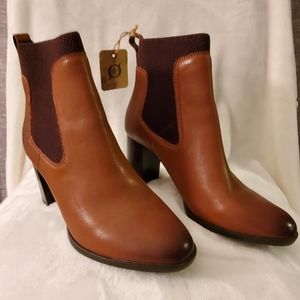 Born Brown Genuine Leather & Fabric Boots